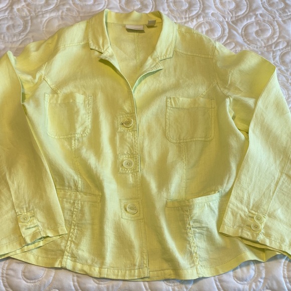 Chico’s 100% Linen Yellow Blazer - size 2 - Picture 5 of 13